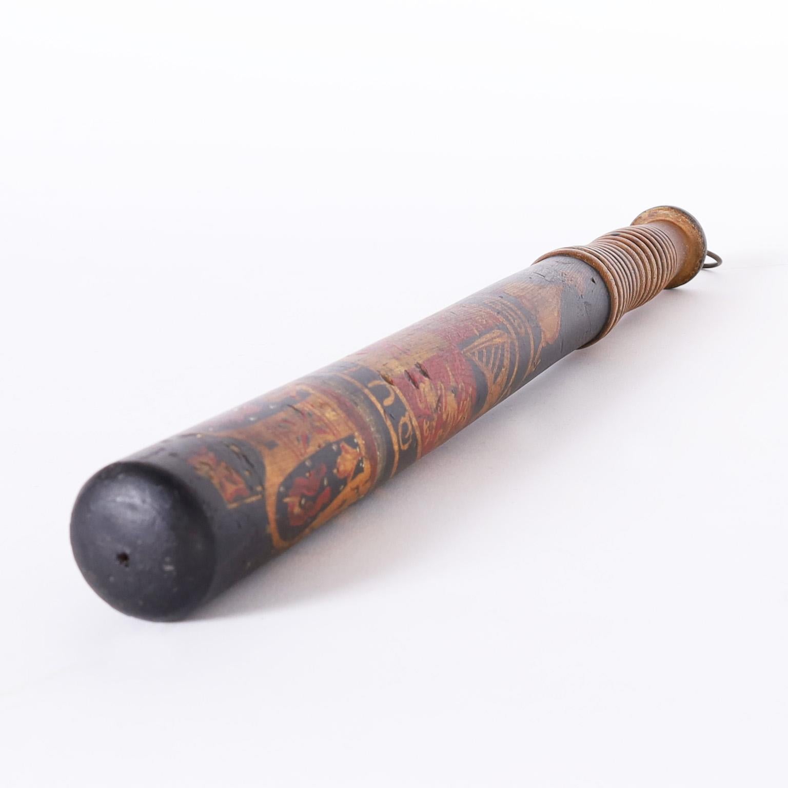 Wood Antique English Truncheon with the Garter Coat of Arms