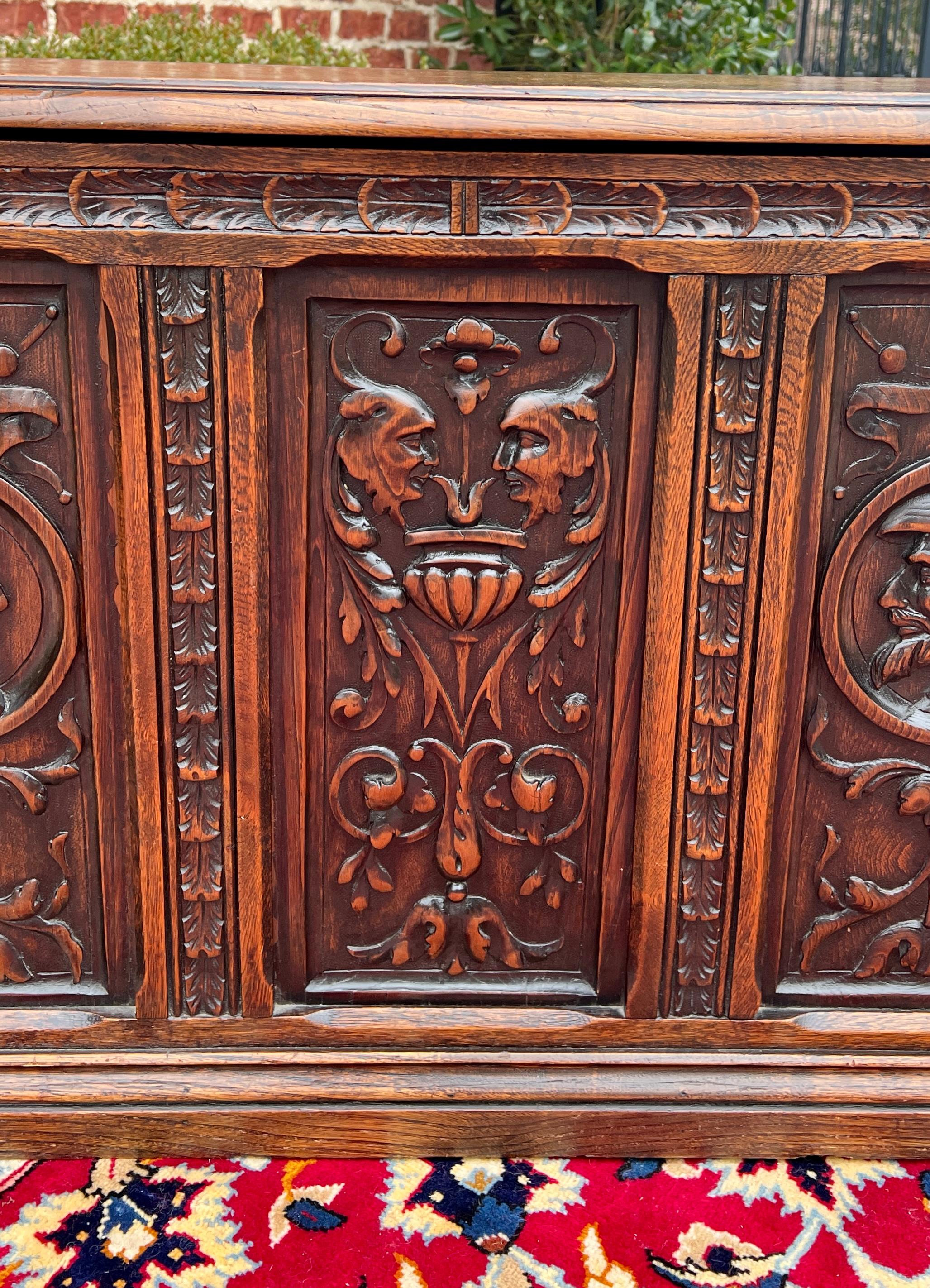 Antique English Trunk Chest Blanket Box Storage Coffer Oak c. 1900s-1920s For Sale 4