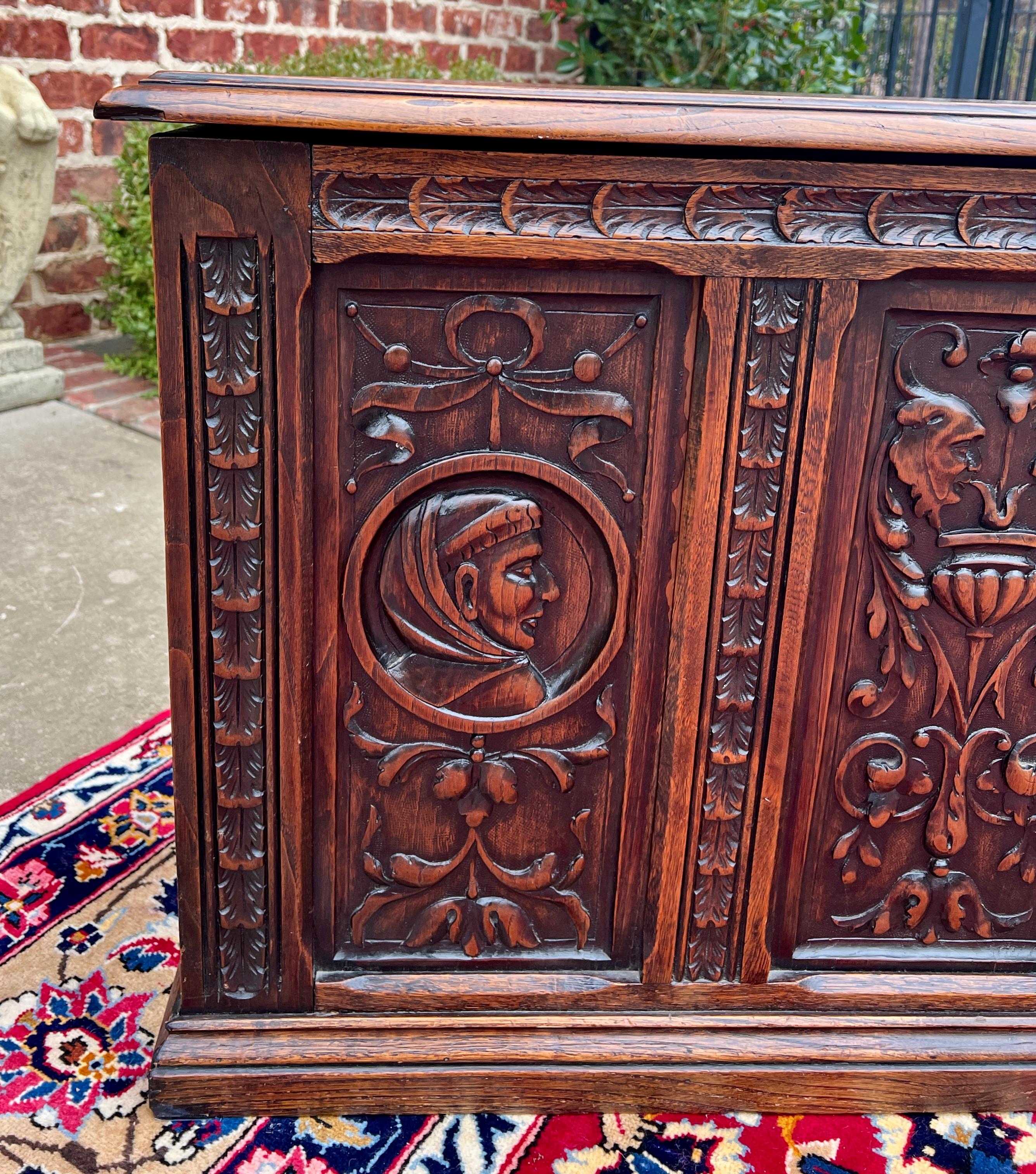 Antique English Trunk Chest Blanket Box Storage Coffer Oak c. 1900s-1920s For Sale 5