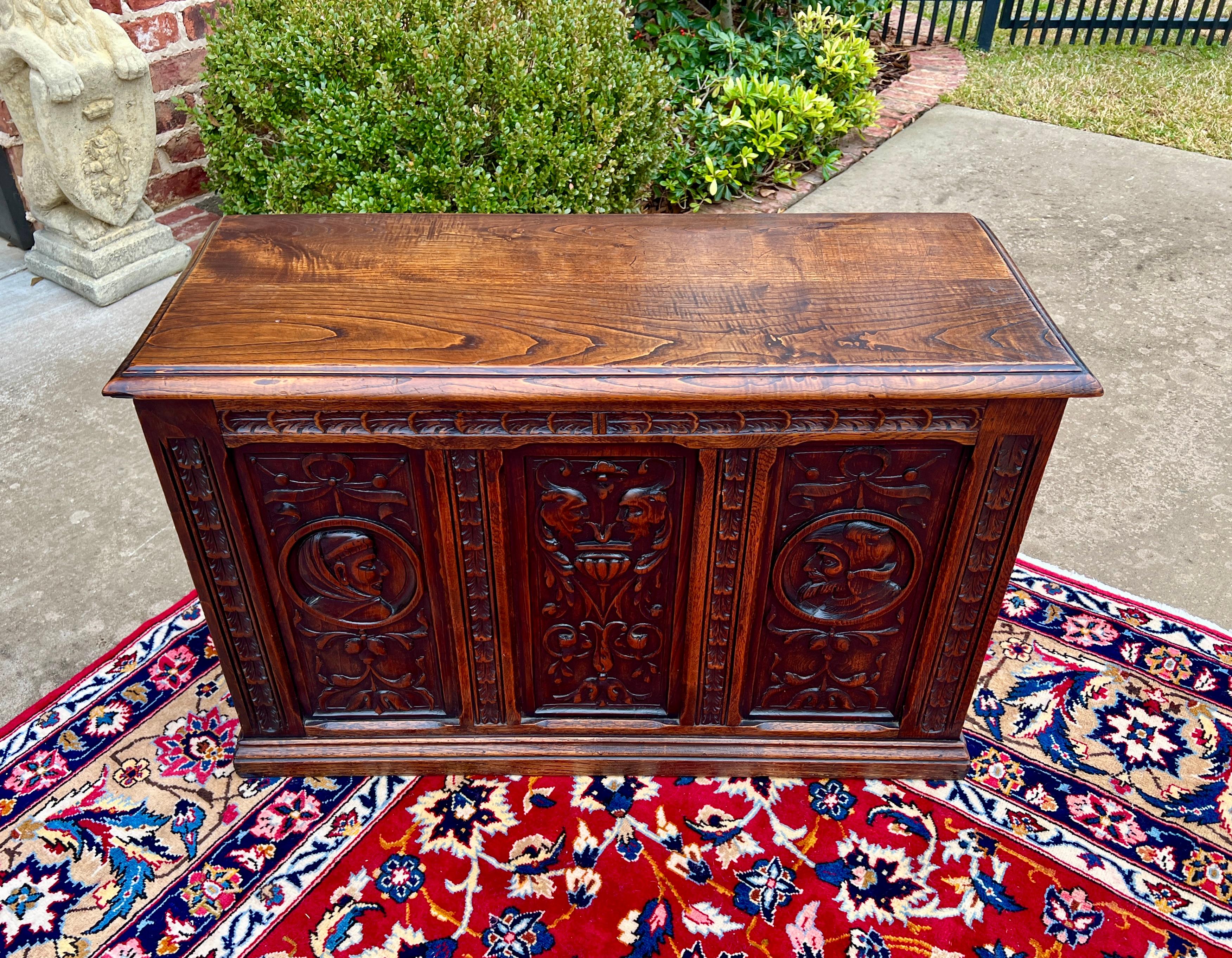 Antique English Trunk Chest Blanket Box Storage Coffer Oak c. 1900s-1920s For Sale 11