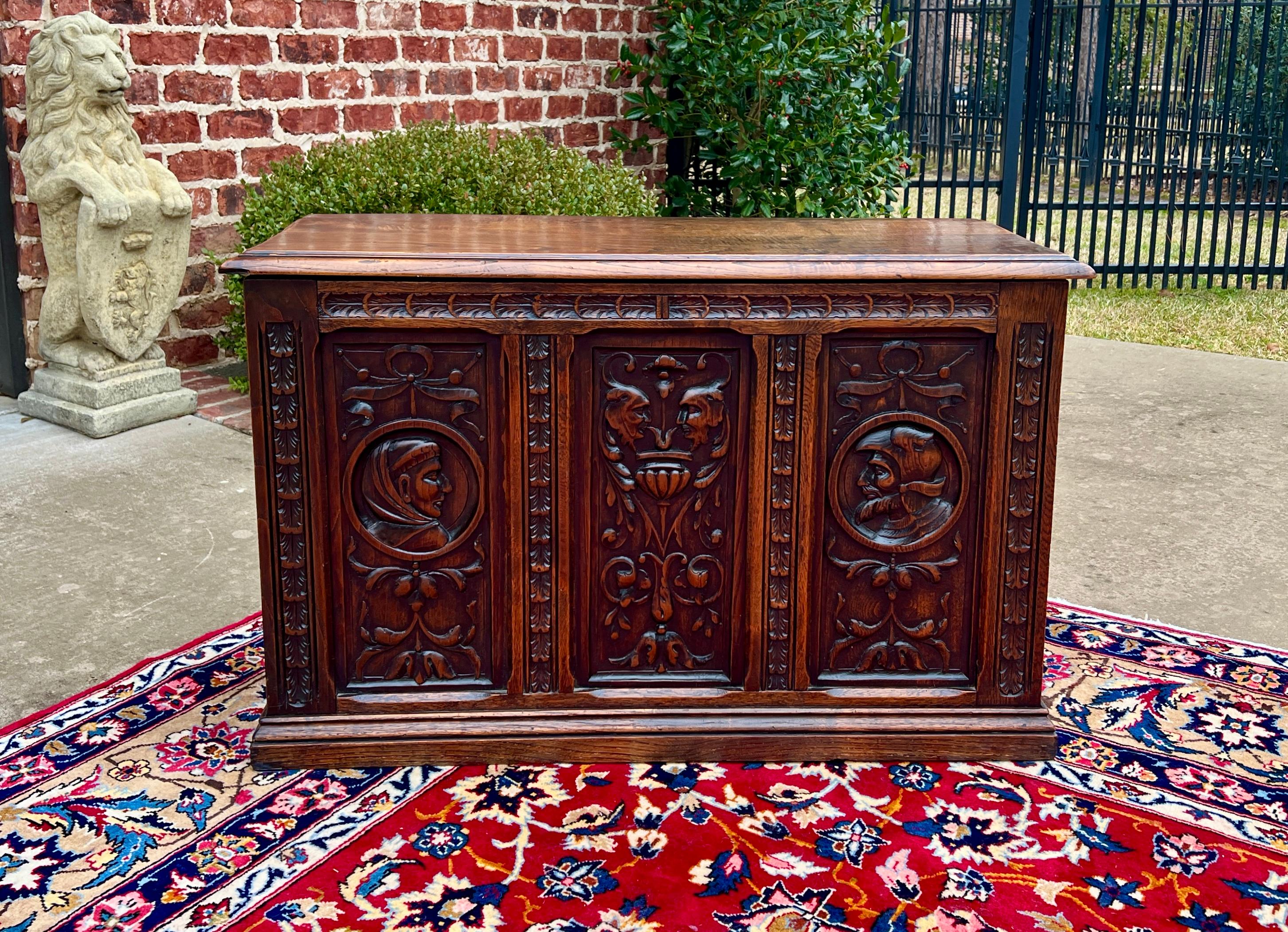 Antique English Trunk Chest Blanket Box Storage Coffer Oak c. 1900s-1920s For Sale 13