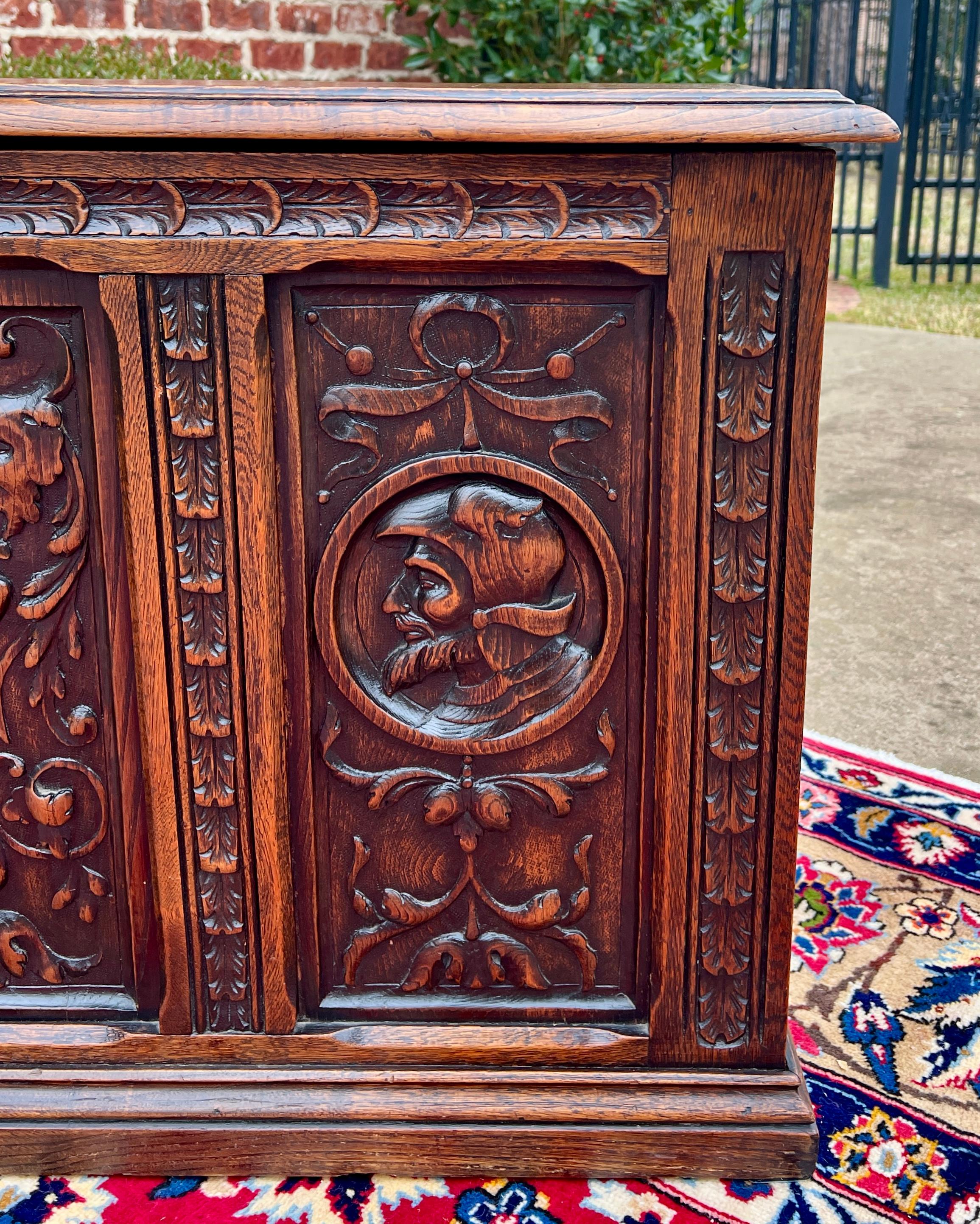 Antique English Trunk Chest Blanket Box Storage Coffer Oak c. 1900s-1920s For Sale 3