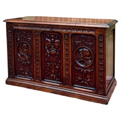 Antique English Trunk Chest Blanket Box Storage Coffer Oak c. 1900s-1920s