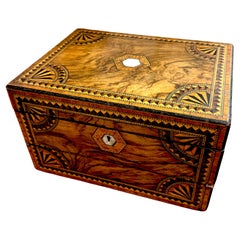 Antique English Tunbridge Inlaid Walnut Rare Triple fold Jewelry Box Lap Desk Antique English Tunbridge Inlaid Walnut Rare Triple fold Jewelry Box Lap Desk