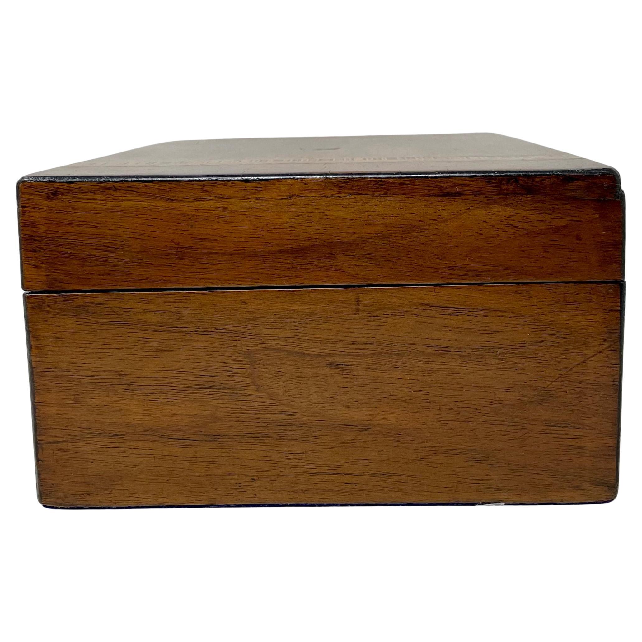 Antique English Tunbridge Marquetry Inlaid Oak Box, Circa 1900. 3