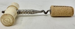 Antique English Turned Ox Bone Handle Corkscrew with Grooved Worm, circa 1890s
