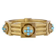 Antique English Turquoise and Gold Bracelet