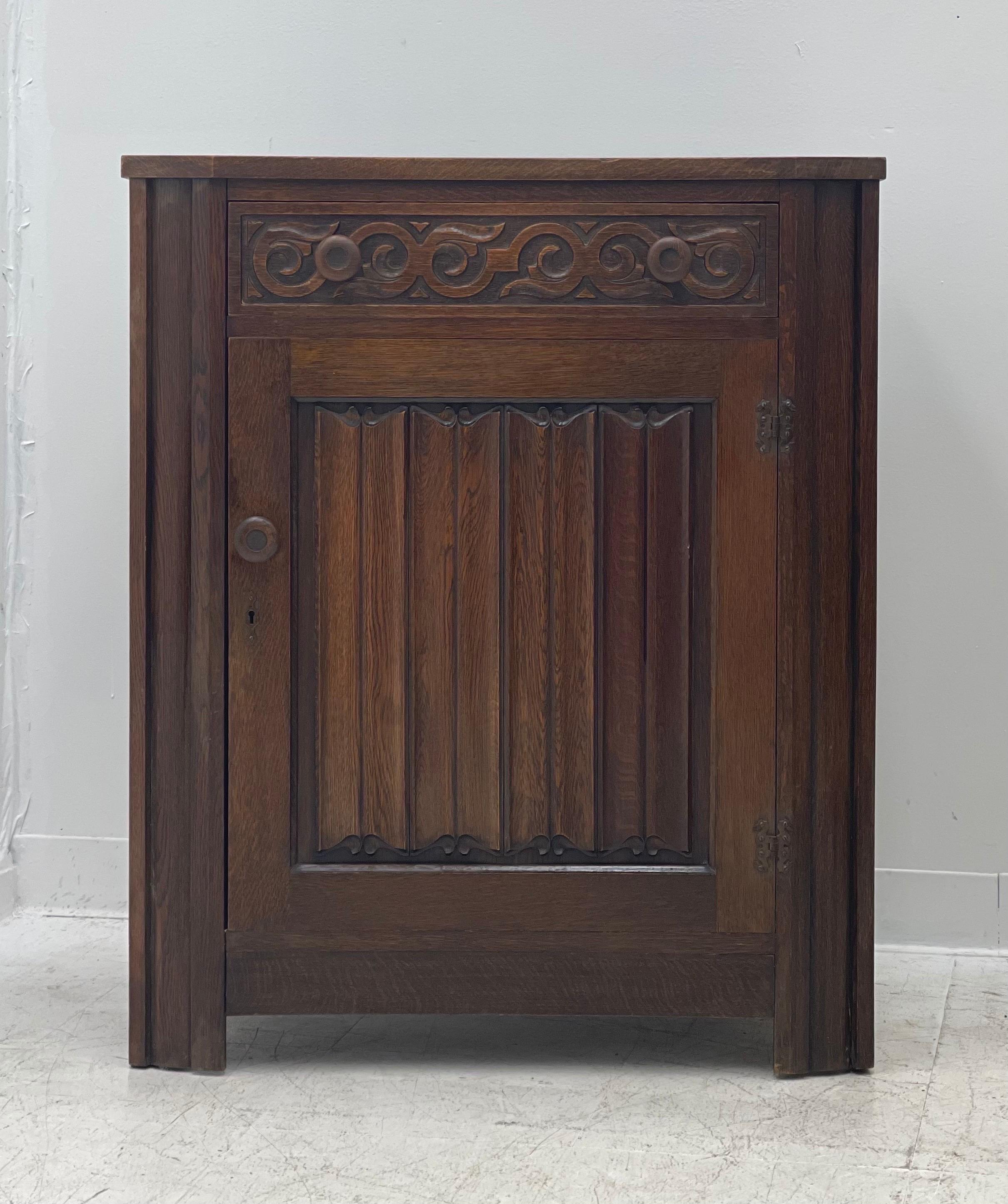 British Colonial Antique English Two Piece Walnut Buffet Storage Cabinet or Book Shelf For Sale
