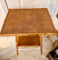 Antique English Two-Tier Bamboo Side Table, Circa 1890, Vintage Charm