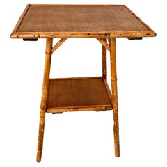 Antique English Two-Tier Bamboo Side Table, Circa 1890, Vintage Charm