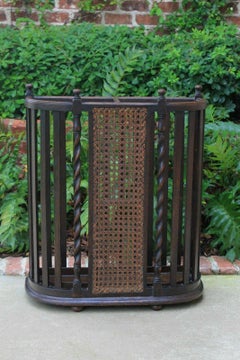 Antique English Umbrella Cane Stick Stand Hall Tree Arts & Crafts Barley Twist
