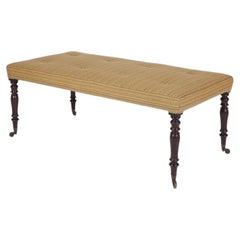 Antique English upholstered bench stool window seat