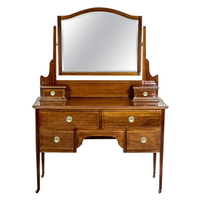 Antique English Vanity Veneered with Mahogany, circa 1890