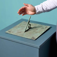 Antique English Verdigris Bronze Sundial Plate