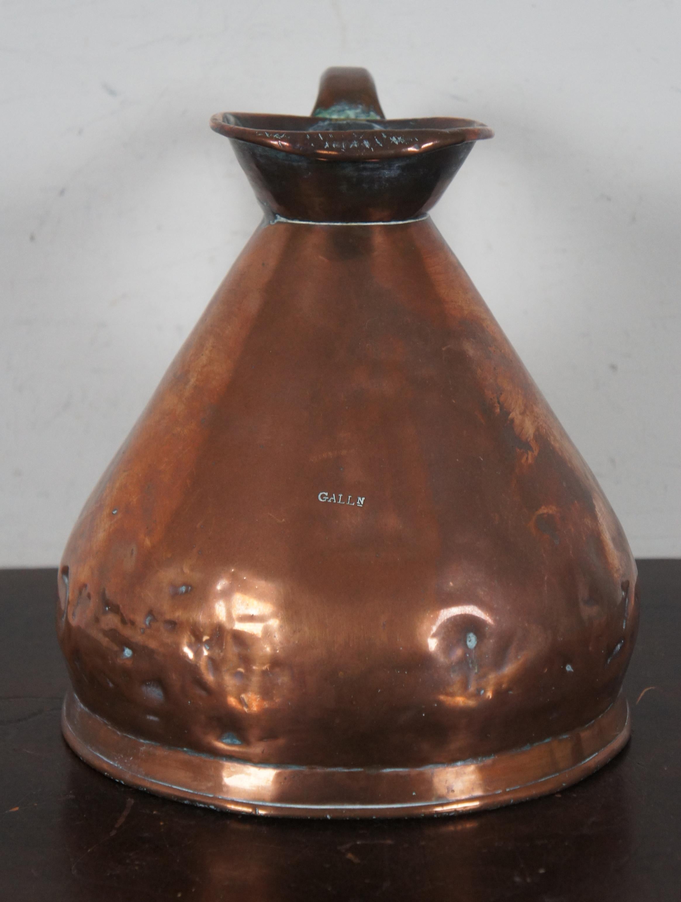 19th Century Antique English Victorian 1 Gallon Copper Haystack Pitcher Flagon Ale Jug