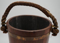 ANTIQUE ENGLISH VICTORIAN 19TH CENTURY NAVAL OAK FIRE BUCKET WiTH ROYAL CREST