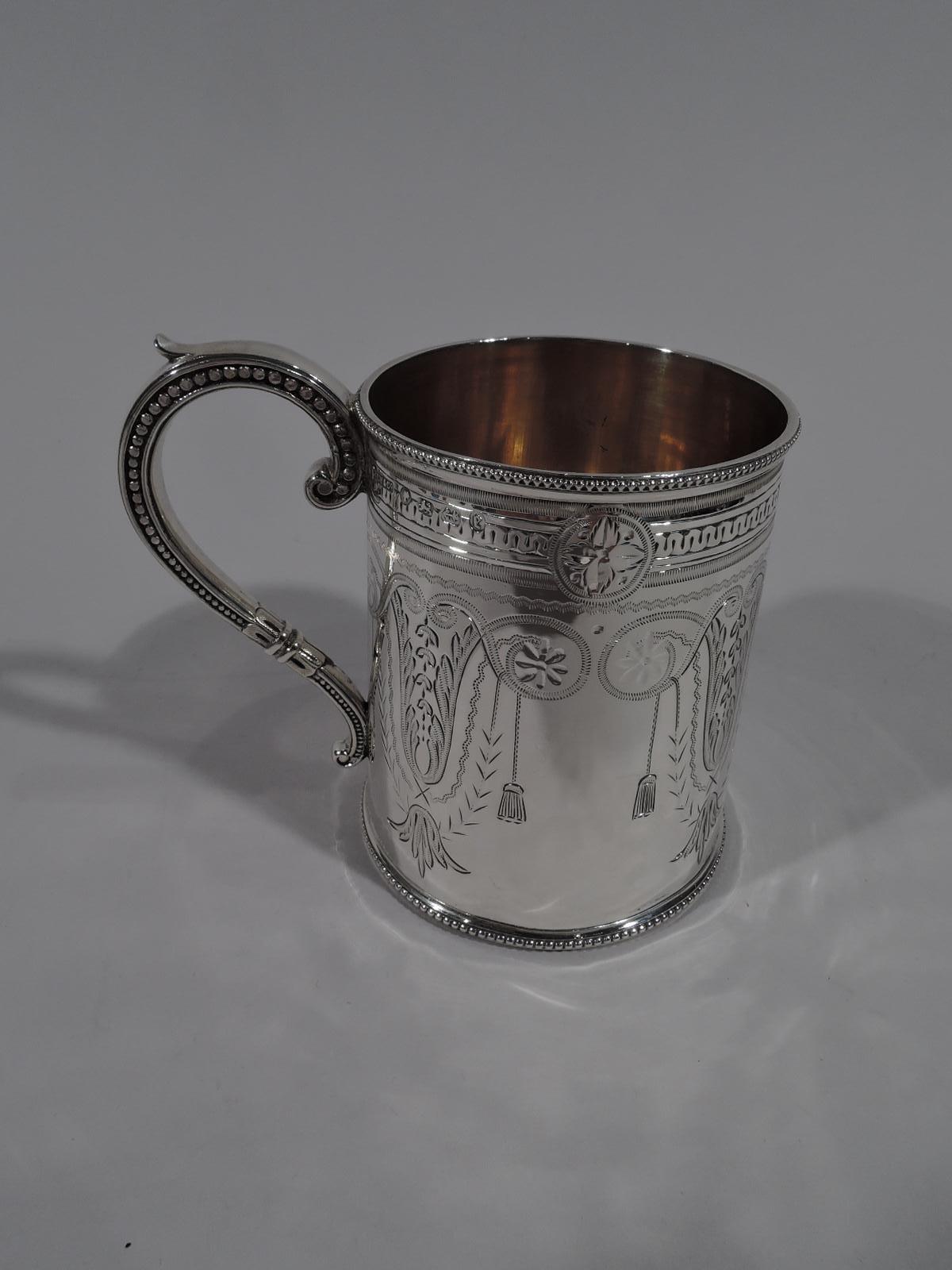 Aesthetic Movement Antique English Victorian Aesthetic Sterling Silver Baby Cup