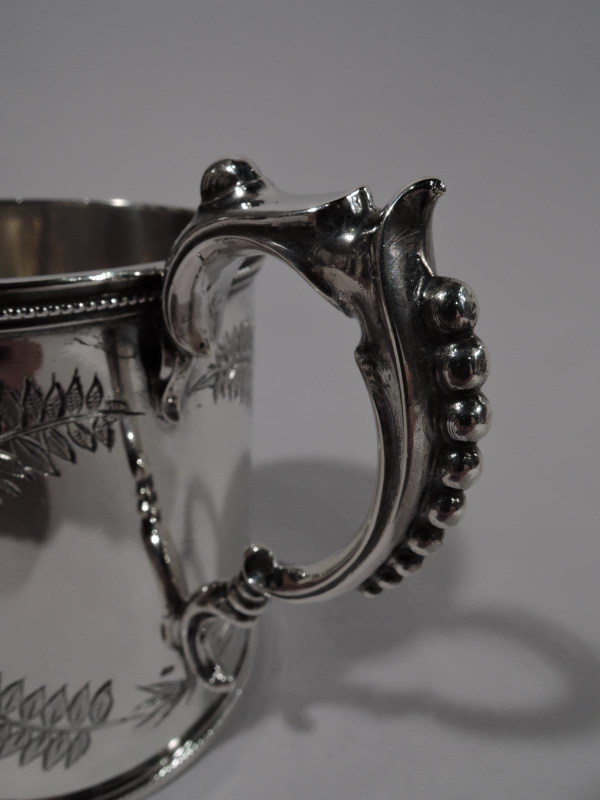Antique English Victorian Aesthetic Sterling Silver Baby Cup In Excellent Condition In New York, NY