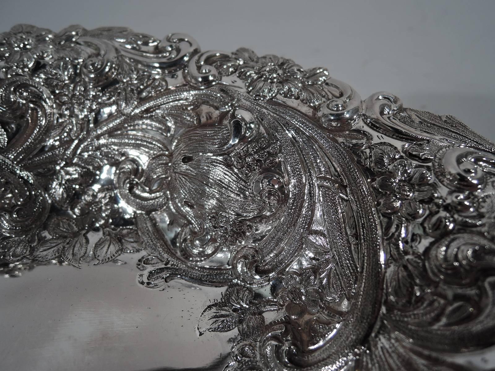 Antique English Victorian Aesthetic Sterling Silver Bowl In Good Condition In New York, NY
