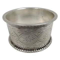 Antiker antiker englischer viktorianischer ästhetischer Serviettenring aus Sterlingsilber