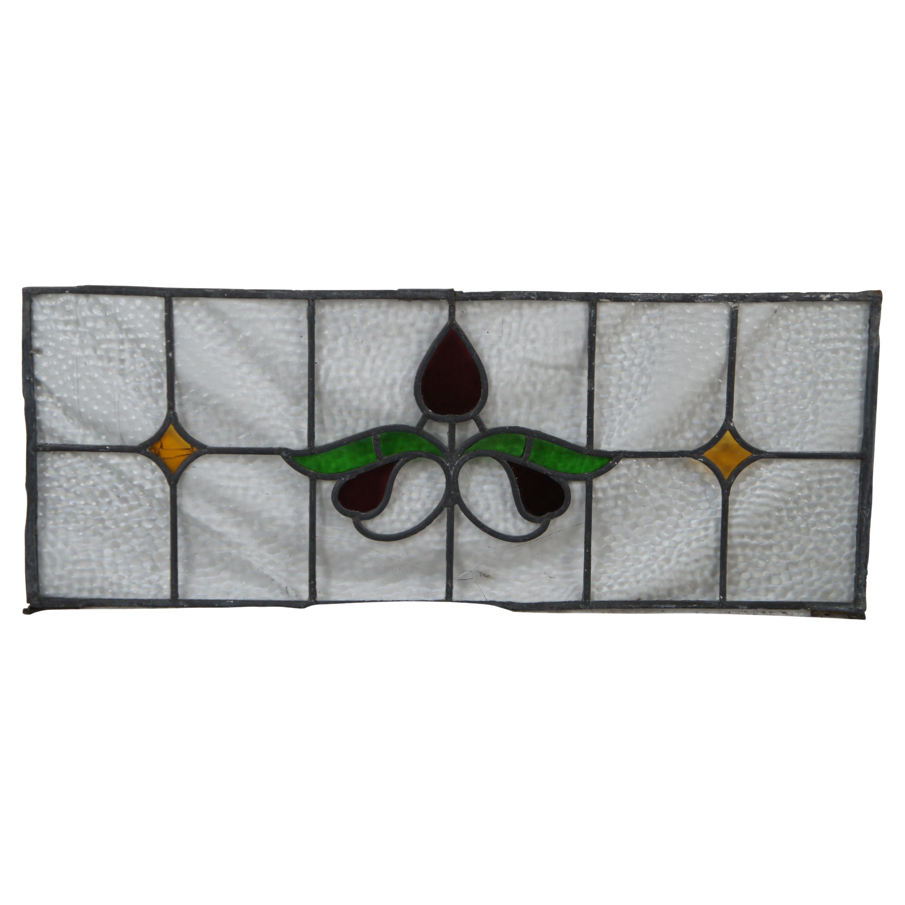 Antigua Vidriera Inglesa Victoriana Art Nouveau Vidriera Floral Transom Panel