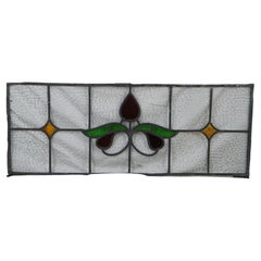 Antigua Vidriera Inglesa Victoriana Art Nouveau Vidriera Floral Transom Panel