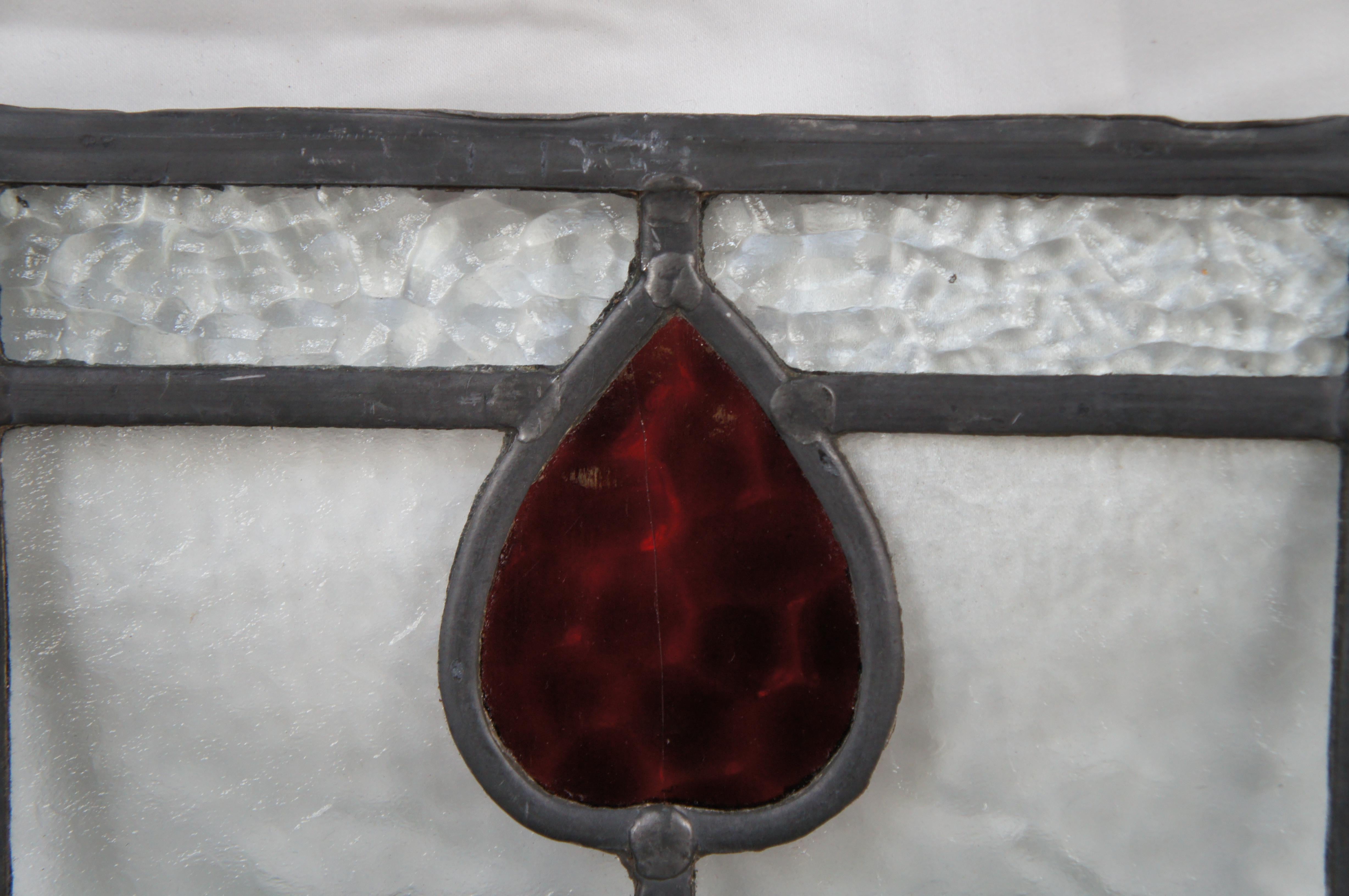 Arte Antiques Anglais Victorien Art Nouveau Vitrail Rose Panneau de Fenêtre d'imposte en vente 2