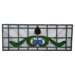 Antigua Vidriera Inglesa Victoriana Art Nouveau Vidriera Rosa Transom Panel