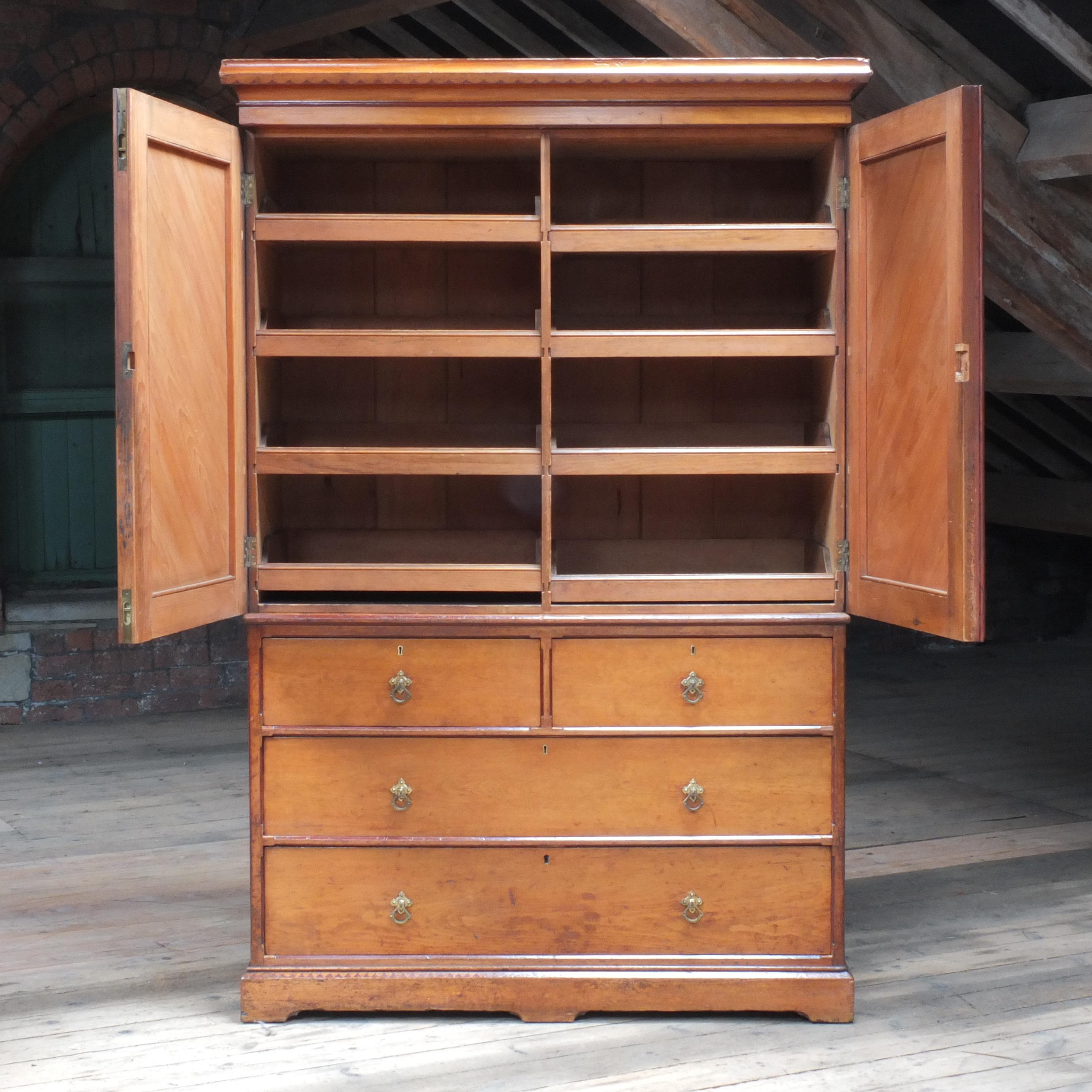 Antique English Victorian Arts and Crafts Linen Press c1880 at 1stDibs