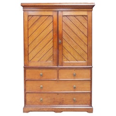 Antique English Victorian Arts & Crafts Linen Press c1880