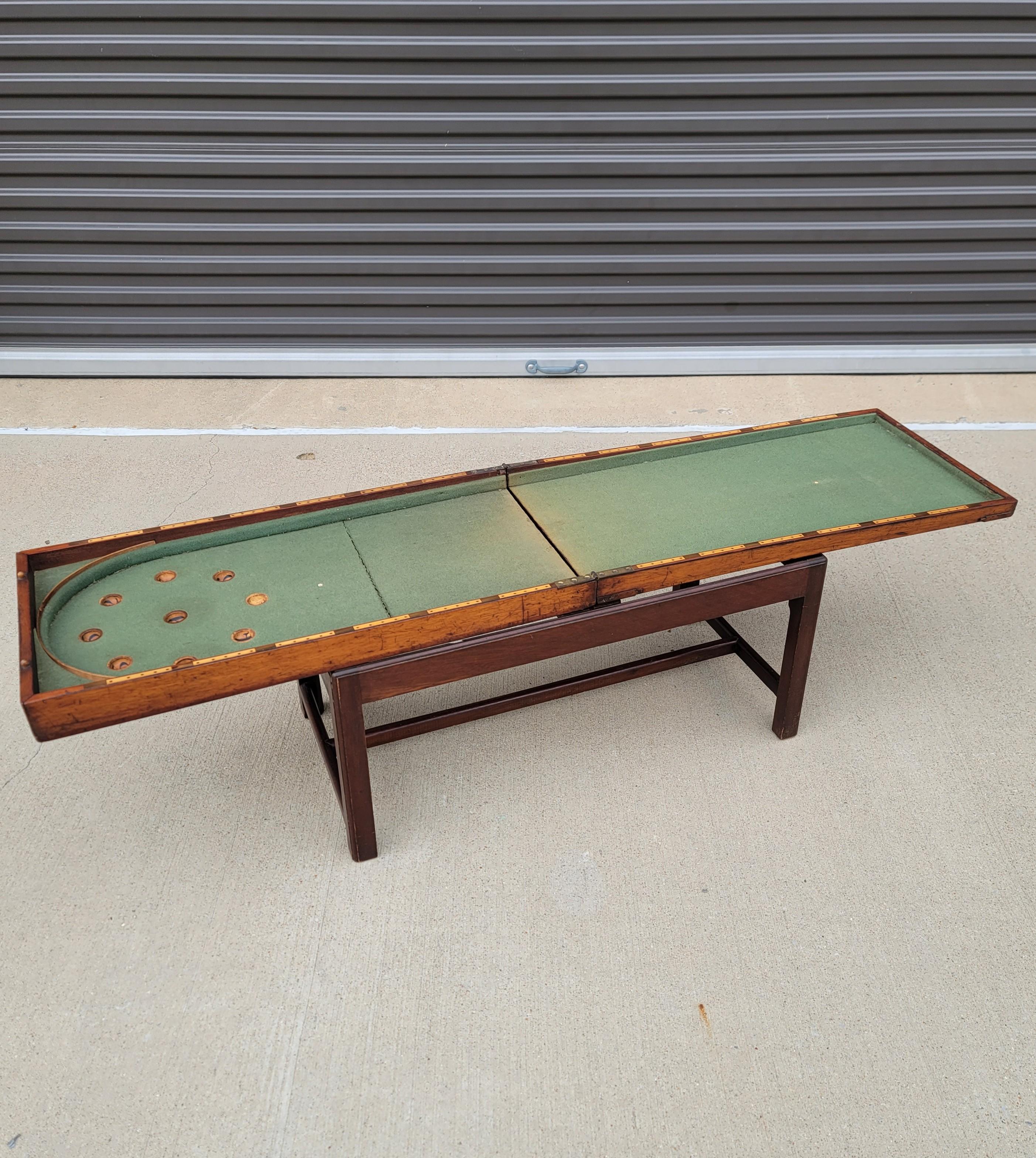 Antique English Victorian Bagatelle Flip Top Game Table on Stand For Sale 8
