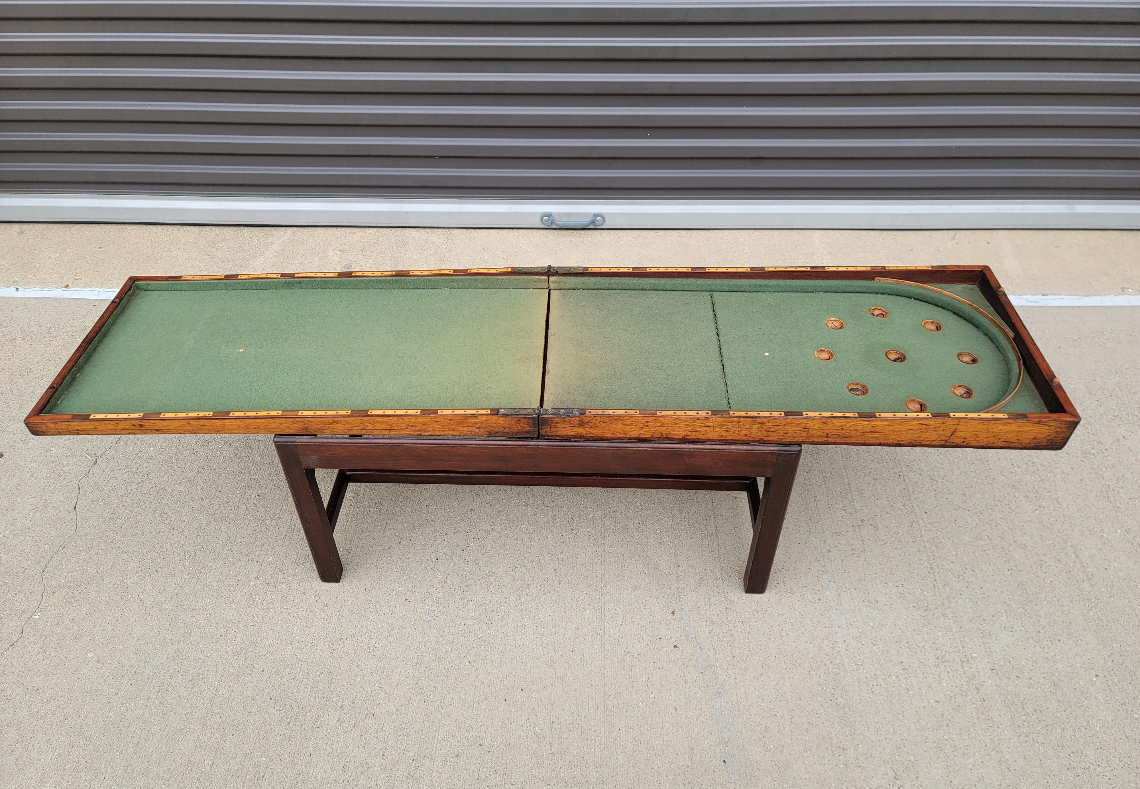 Antique English Victorian Bagatelle Flip Top Game Table on Stand For Sale 9