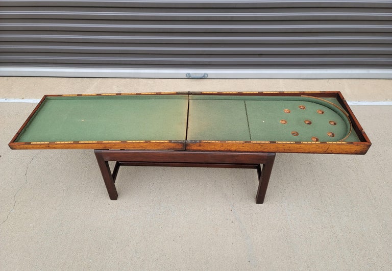 Antique English Victorian Bagatelle Flip Top Game Table on Stand For Sale 12