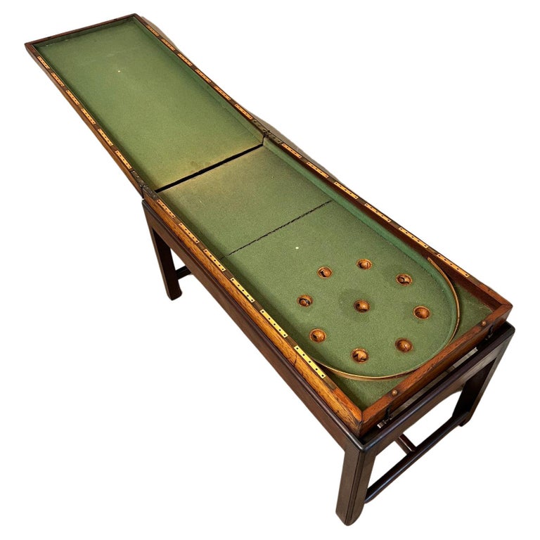 Antique English Victorian Bagatelle Flip Top Game Table on Stand For Sale