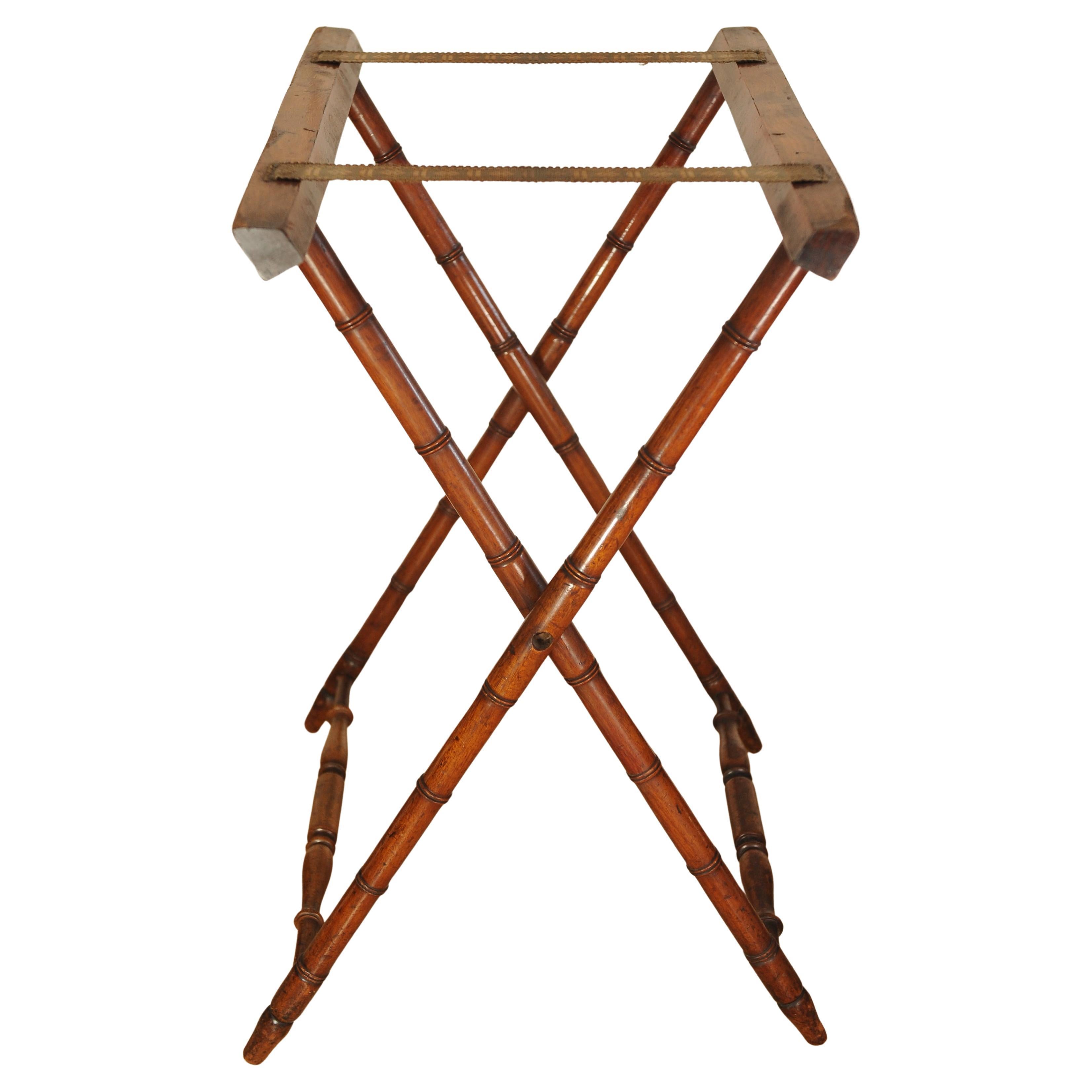 Antike englische viktorianische Bambus & Mahagoni Folding Butlers Tablett auf Stand im Angebot 5