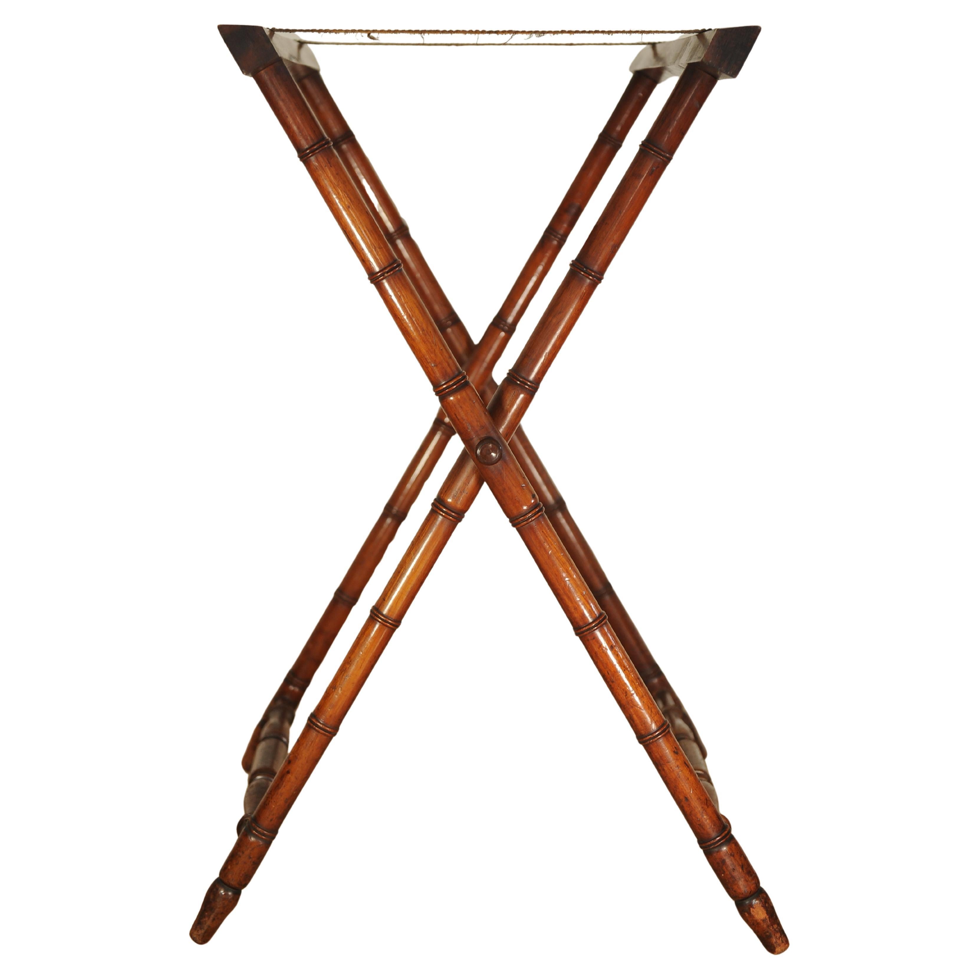 Antike englische viktorianische Bambus & Mahagoni Folding Butlers Tablett auf Stand im Angebot 6