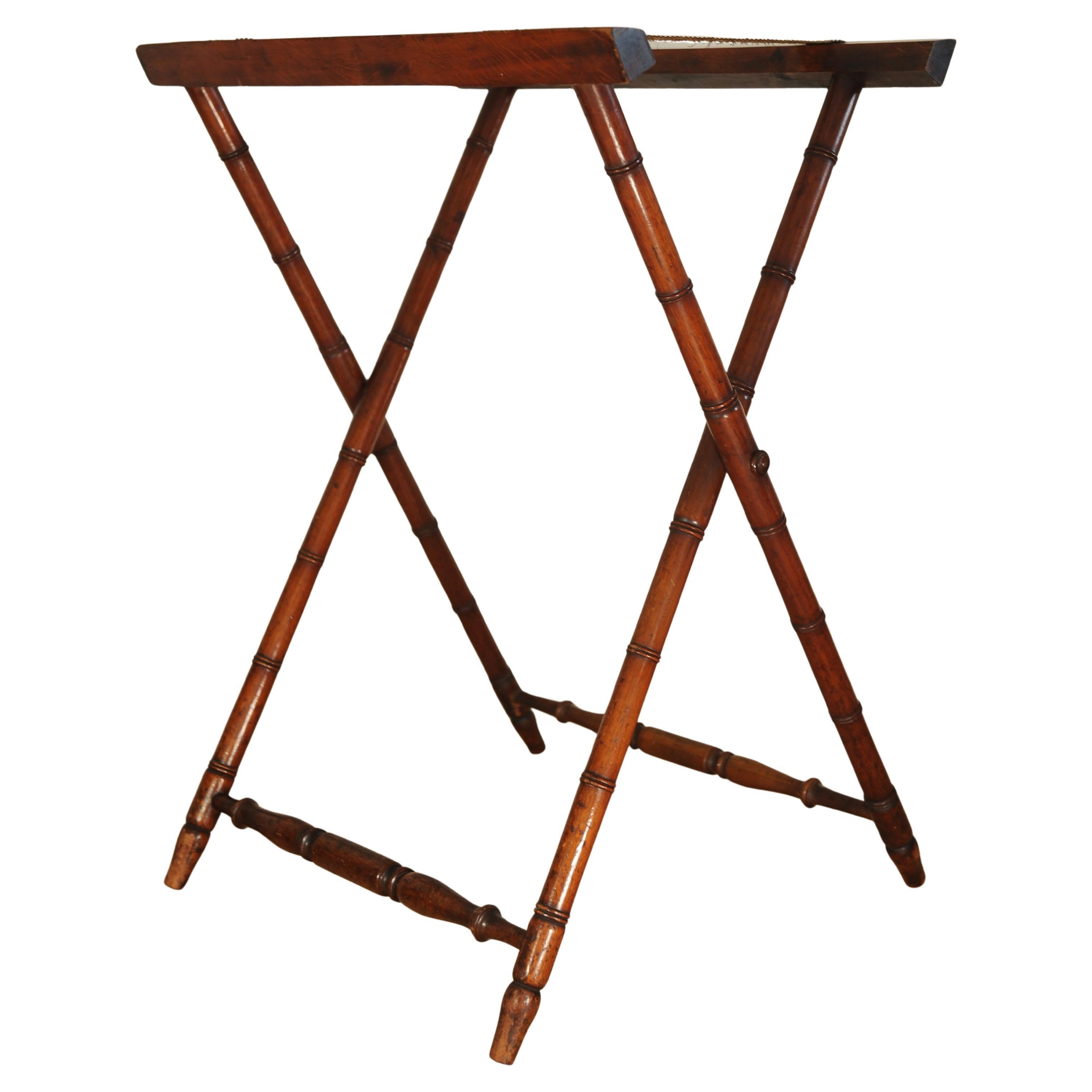Antike englische viktorianische Bambus & Mahagoni Folding Butlers Tablett auf Stand im Angebot 7