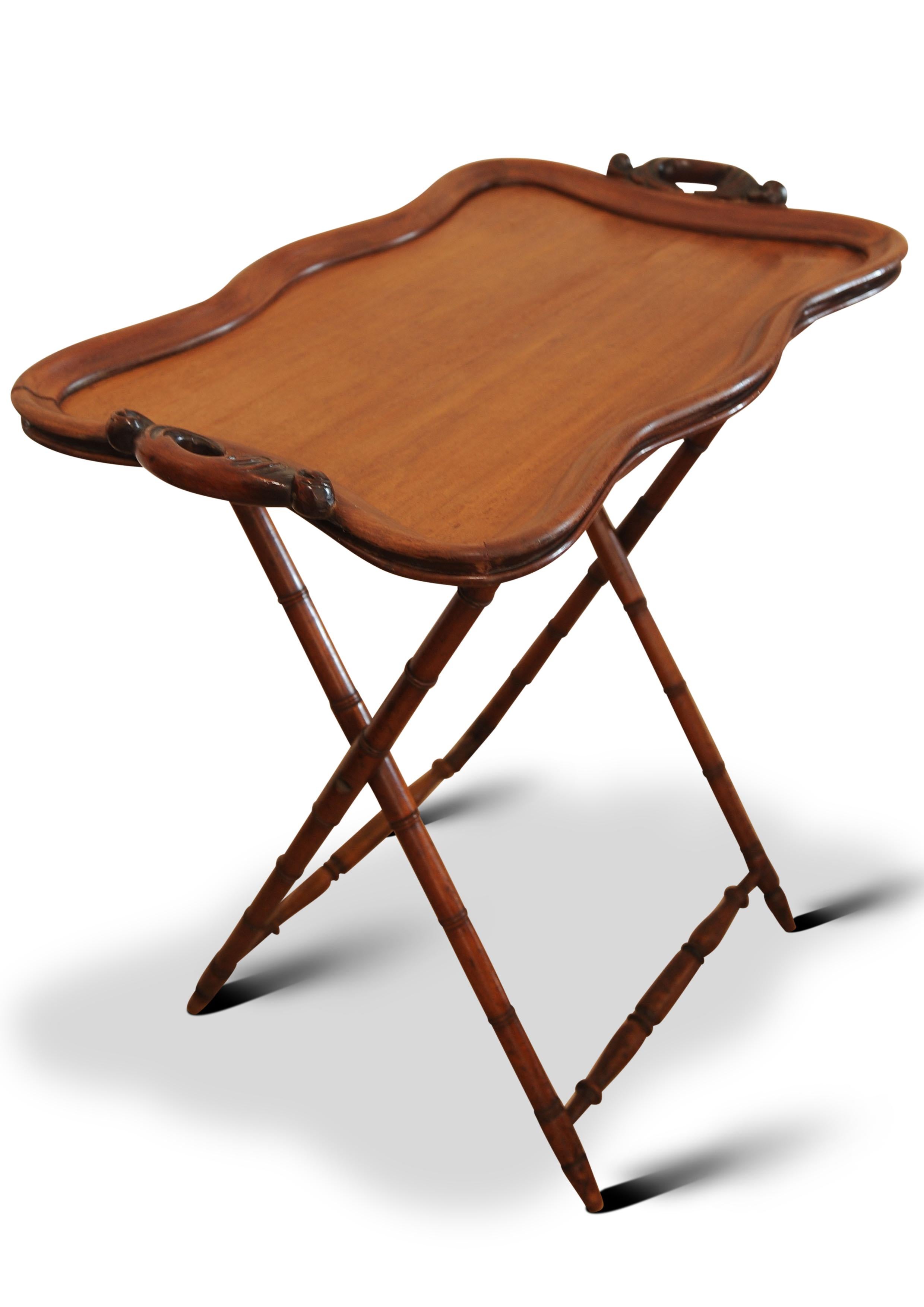 Antike englische viktorianische Bambus & Mahagoni Folding Butlers Tablett auf Stand (Viktorianisch) im Angebot