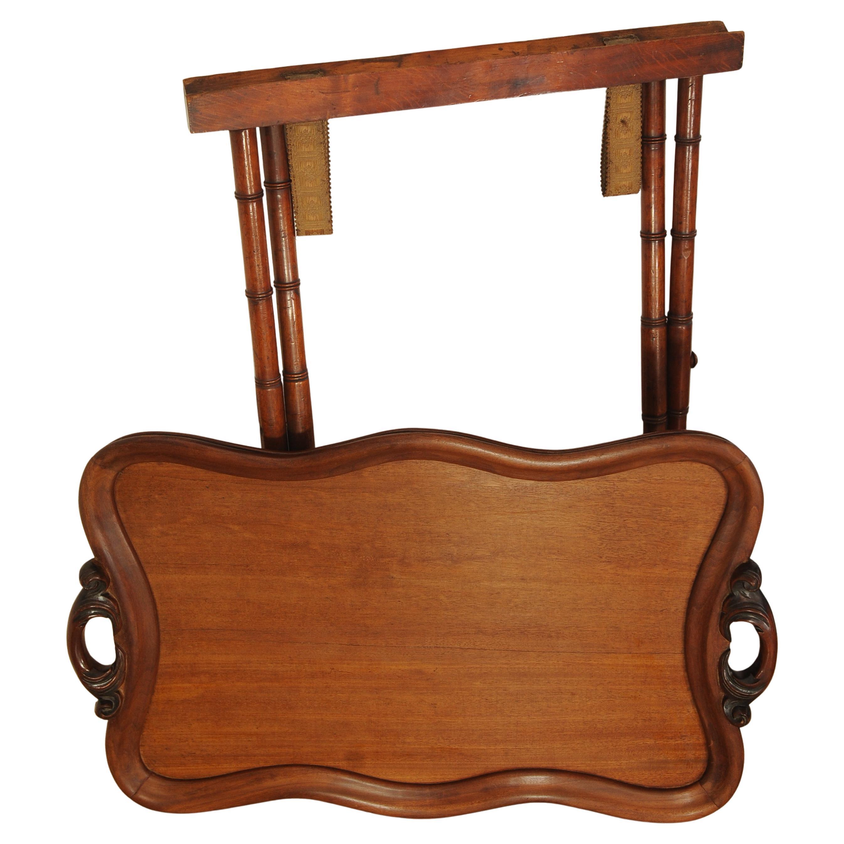 Antike englische viktorianische Bambus & Mahagoni Folding Butlers Tablett auf Stand (Messing) im Angebot