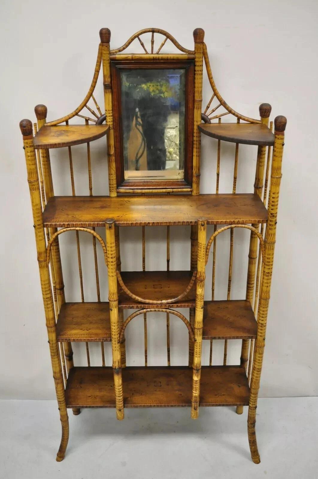Antike englische viktorianische Bambus Stick and Ball Curio Regal Display Etagere im Angebot 6