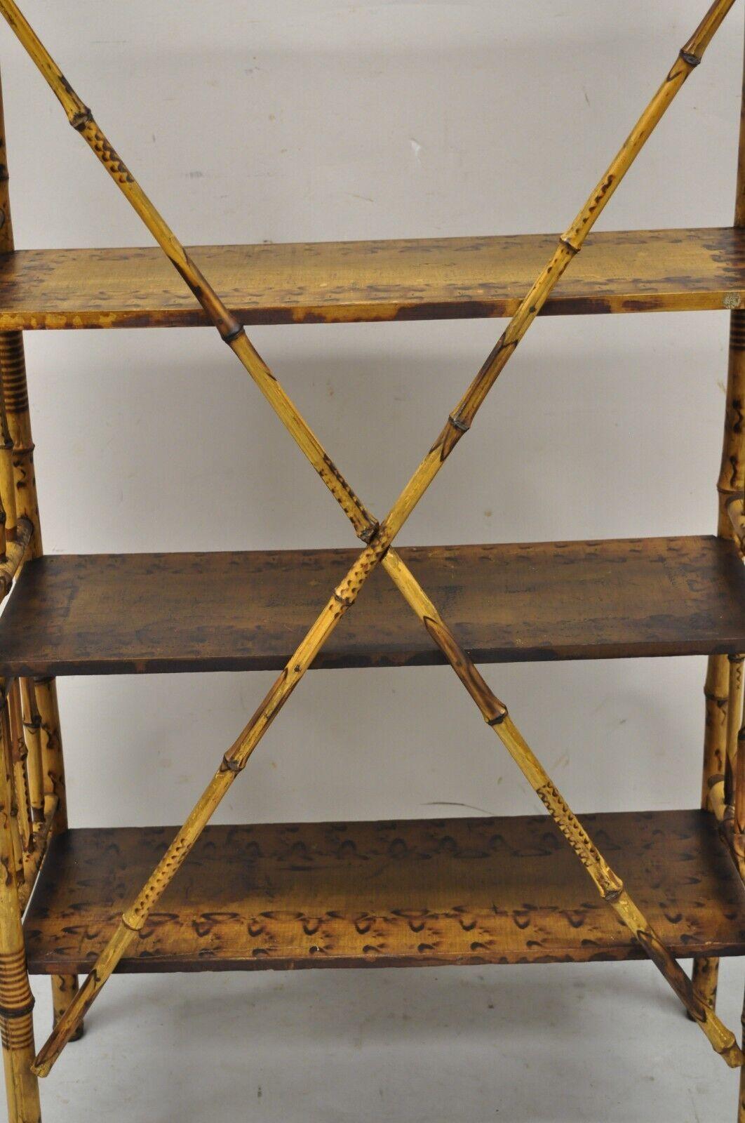 Antique English Victorian Bamboo Stick and Ball Etagere Curio Shelf Stand 5