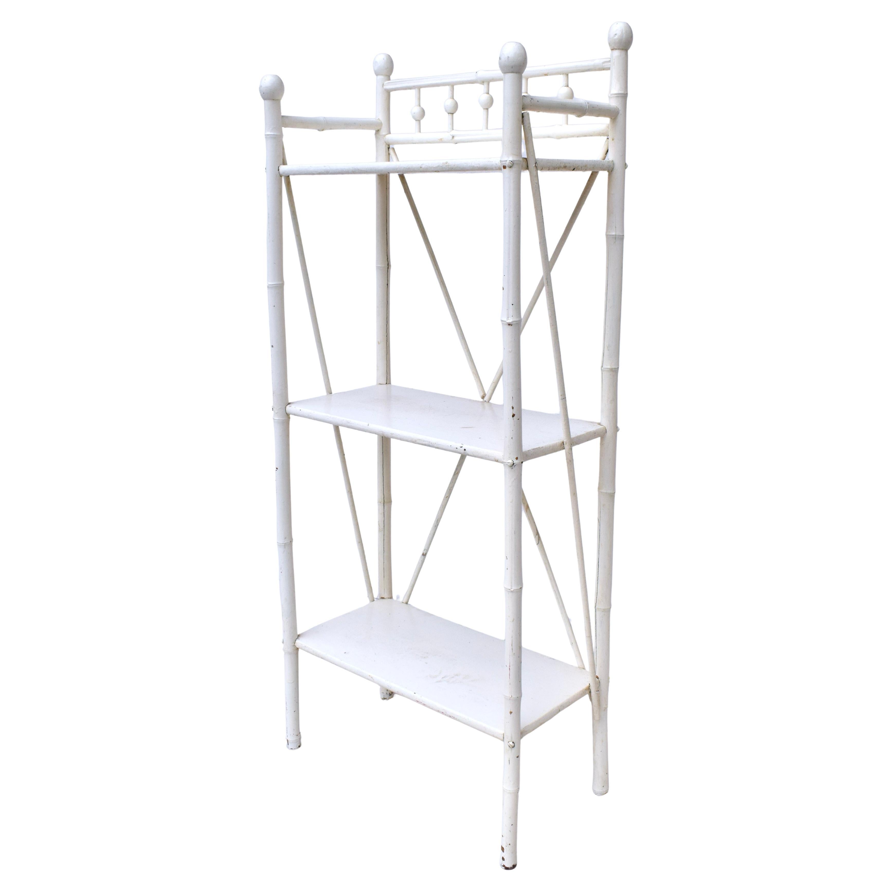 Antike englische viktorianische Bambus Stick and Ball Etagere Curio Regal Stand