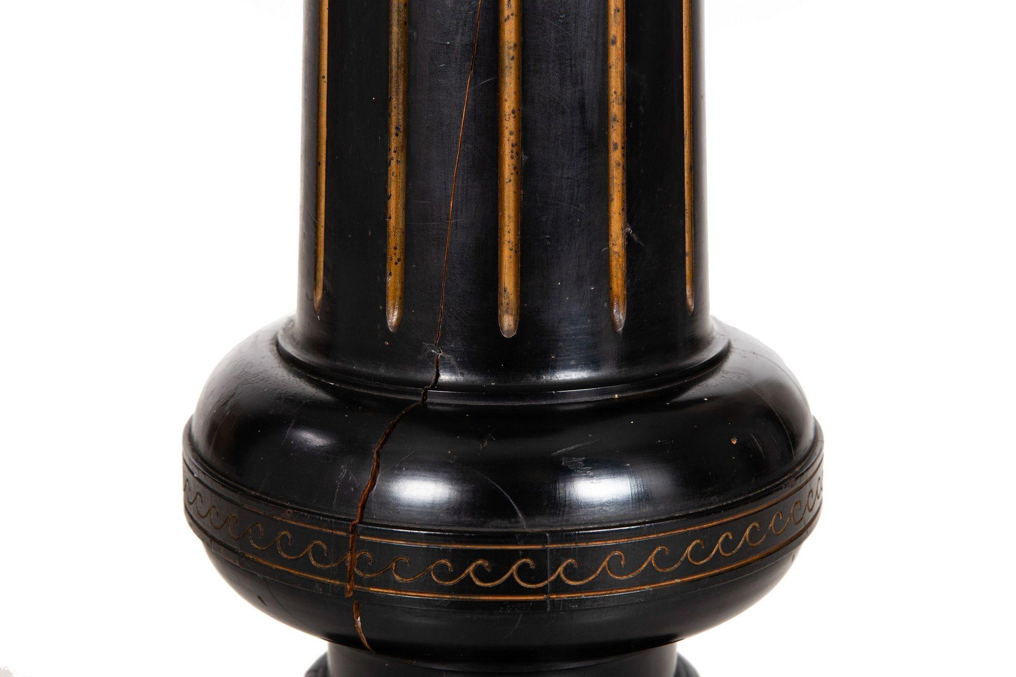 Antique English Victorian Black Ebonized Pedestal circa 1870 For Sale 7