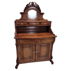 Antique English Victorian Bookmatched Mahogany Mirror Topped Chiffonier