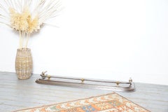 Antique English Victorian Brass and Steel Fireplace Fender