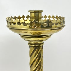 Antique English Victorian Brass Candlestick with Lions, circa 1880-1890