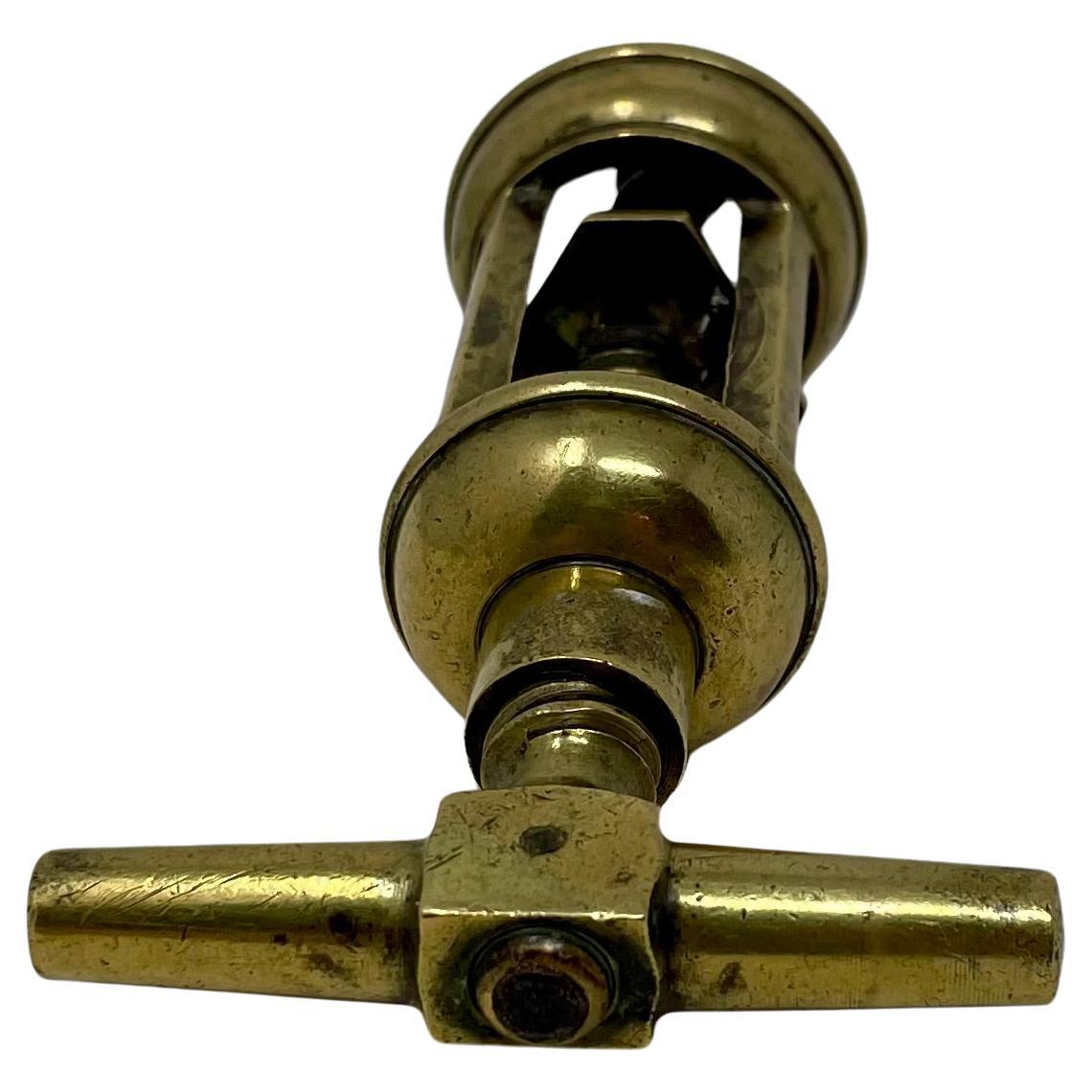 19th Century Antique English Victorian Brass Mechanical Triple Post Corkscrew. For Sale