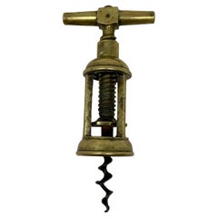Antique English Victorian Brass Mechanical Triple Post Corkscrew. Antique English Victorian Brass Mechanical Triple Post Corkscrew.