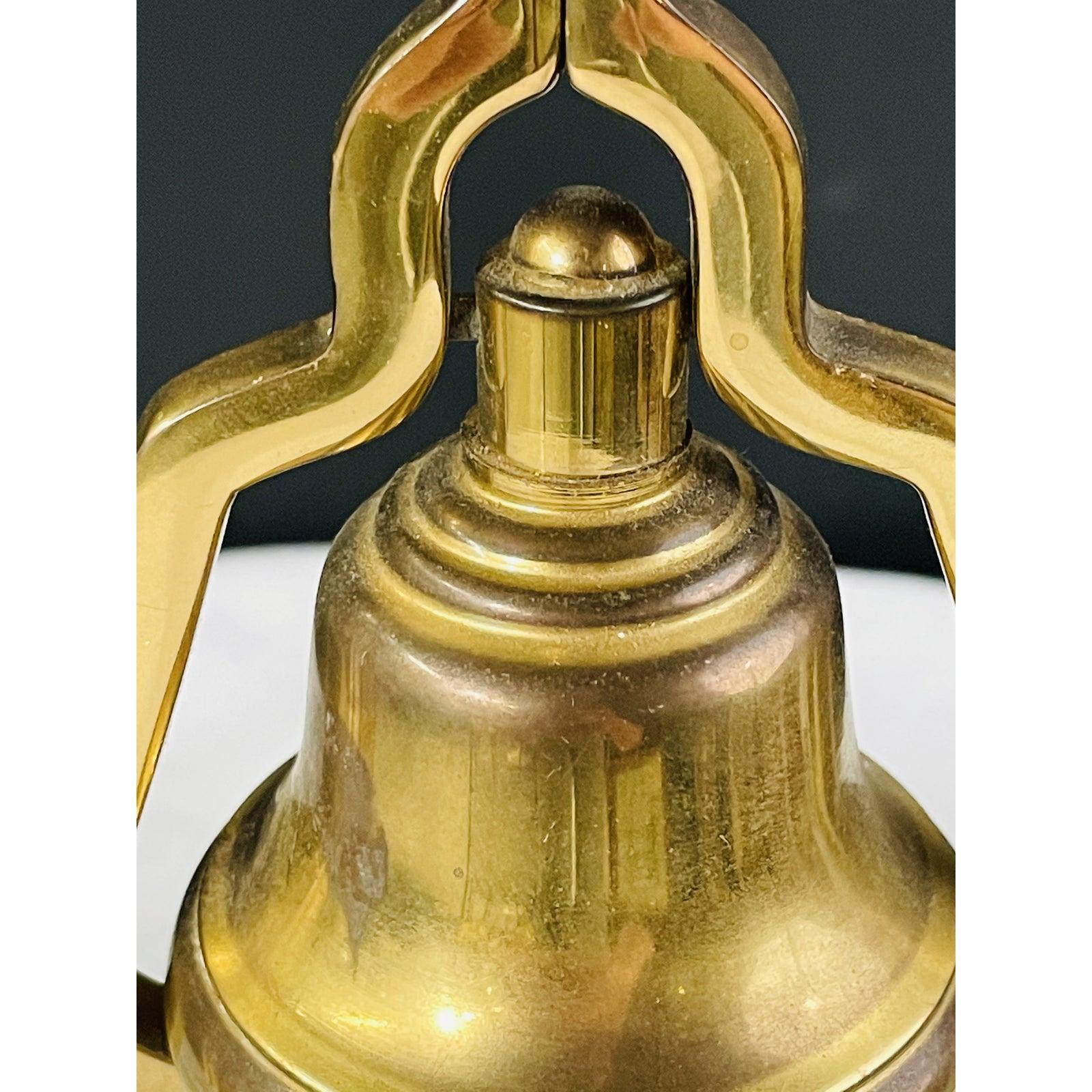 19th Century Antique English Victorian Brass Tavern Candlestick with Service Bell For Sale