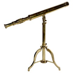 Antique English Victorian Brass Telescope on Stand, Circa 1890.